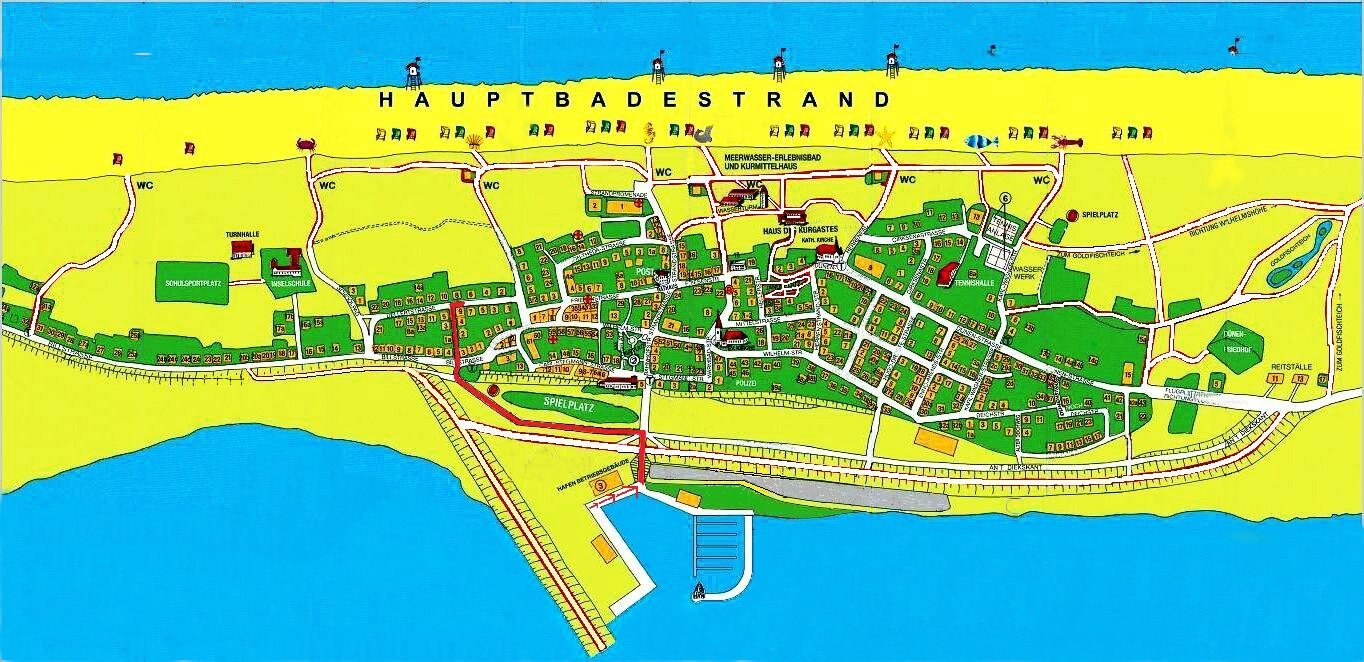 Juist-Landkarte vom Hafen bis Haus Schönrock 